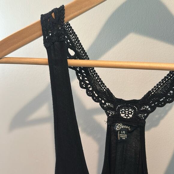 Guess Large Black Lace Crochet Back Boho Sleeveless Tank - Picture 3 of 9